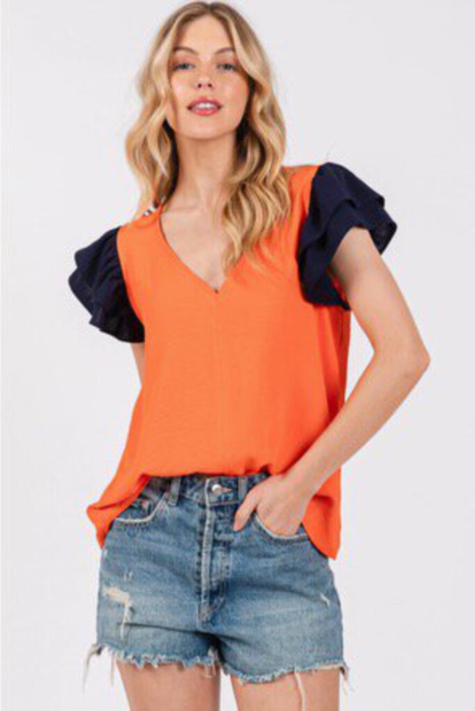 War Eagle Ruffle Slv. Top