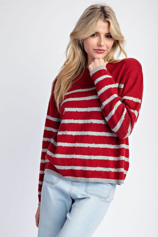 Striped LS Sweater Top