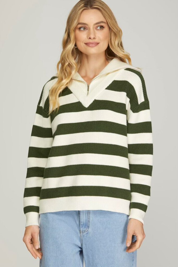 Olive Striped Sweater