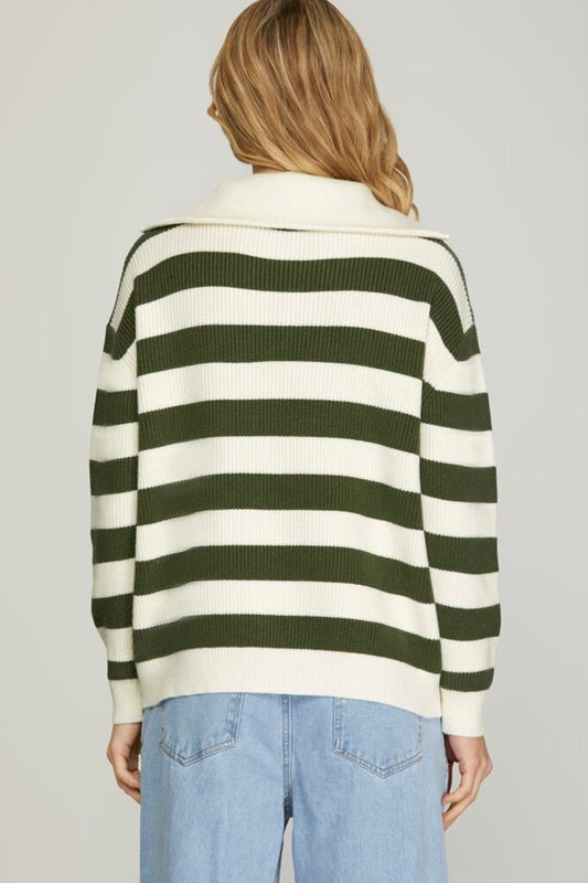 Olive Striped Sweater