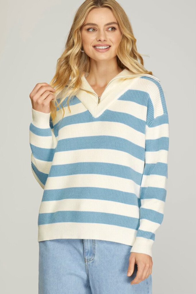 Baby Blue Striped Sweater