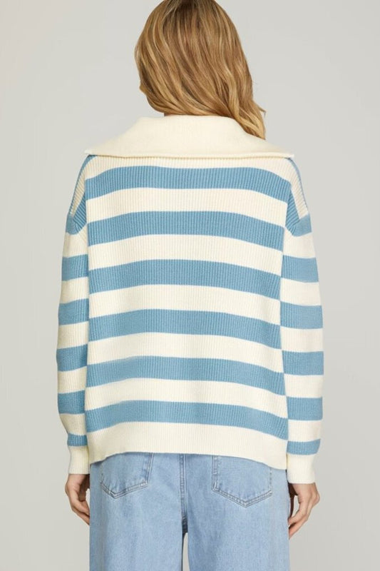 Baby Blue Striped Sweater