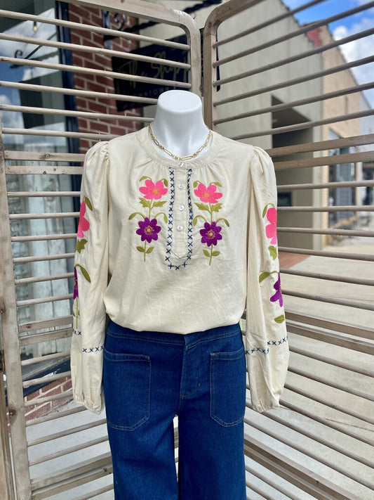 LS Embroidered Top