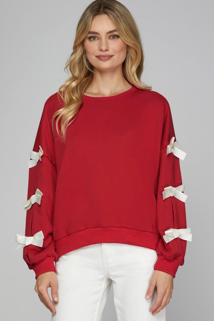 French Terry Sweatshirt with tied ribbon