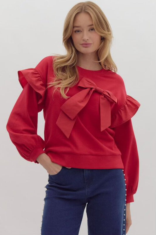 Bow Embellished LS Top