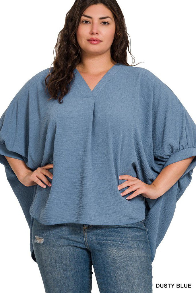 V-Neck Half Puff Sleeve Top