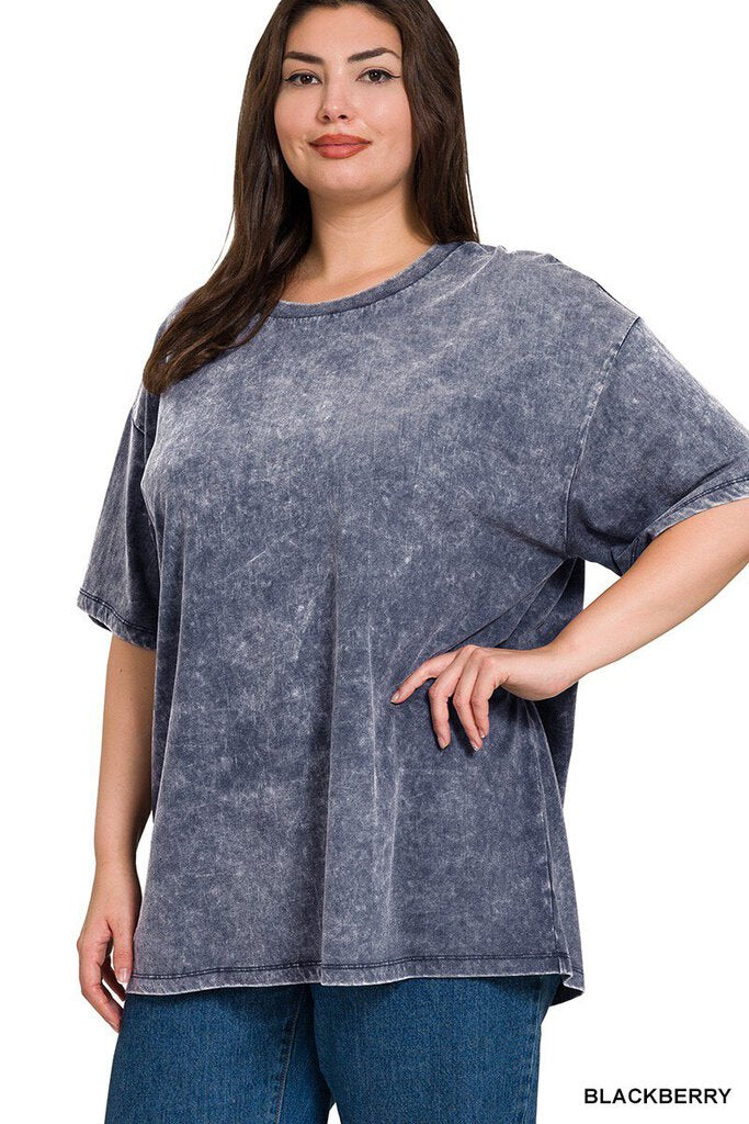 Curvy Blackberry Washed SS Top