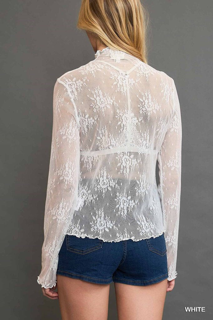 White Lace Mockneck Top