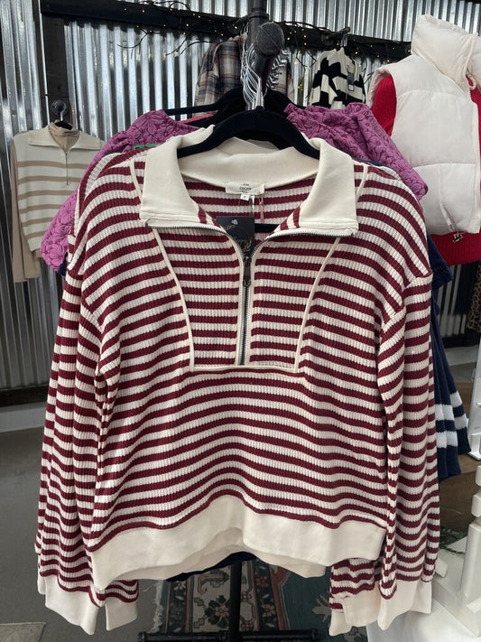 Striped Half Zip Pullover Sweater