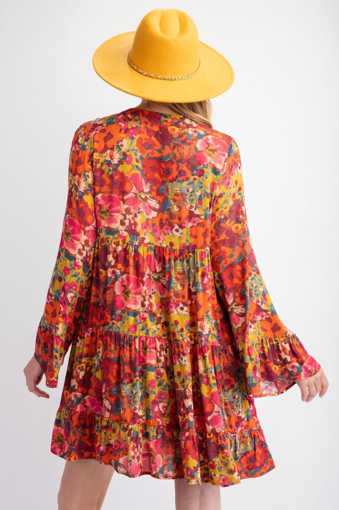 Bell Sleeve Printed Dress