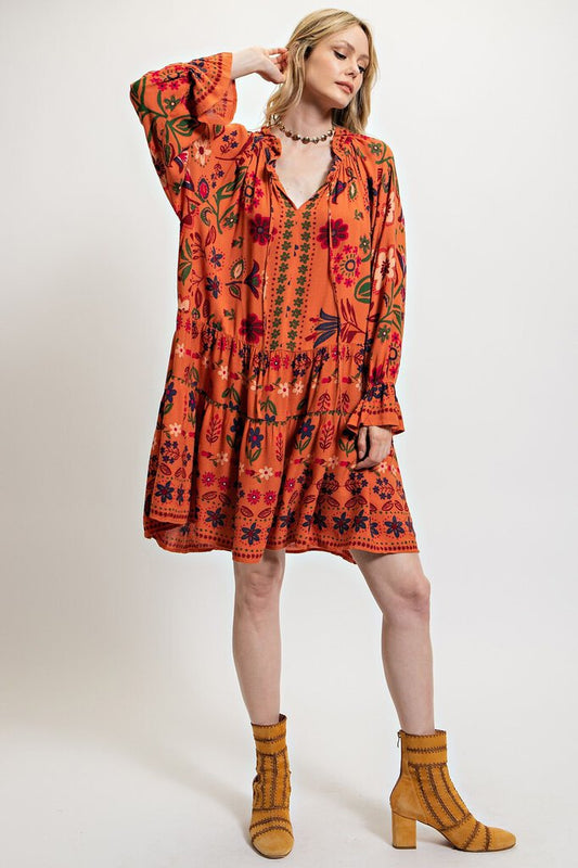 LS Floral Brick Dress