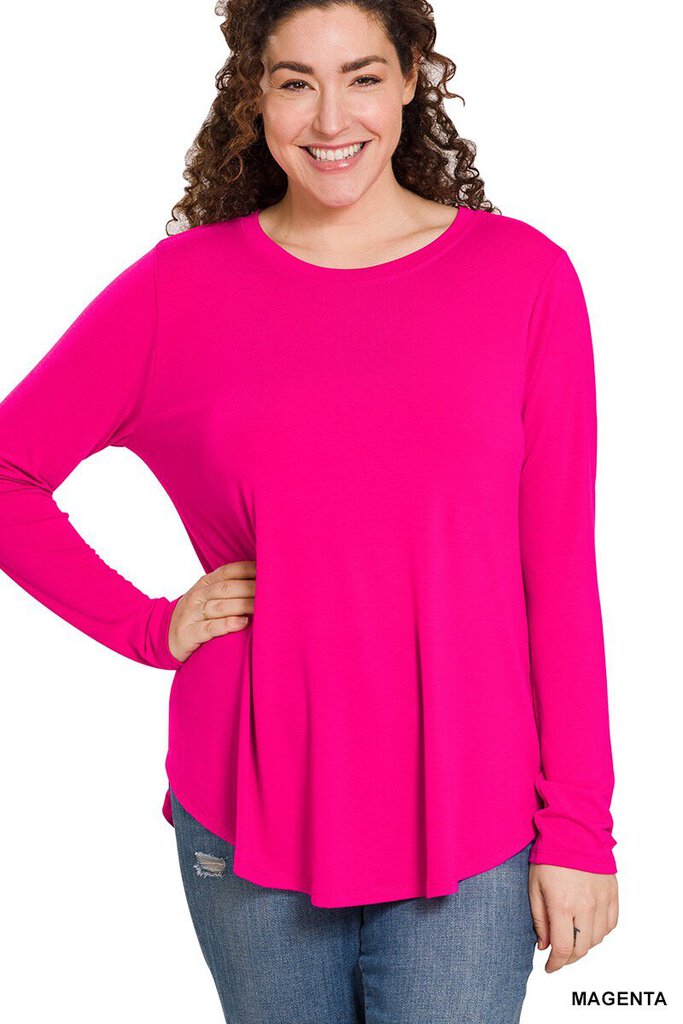 LS Round Neck Top MAGENTA