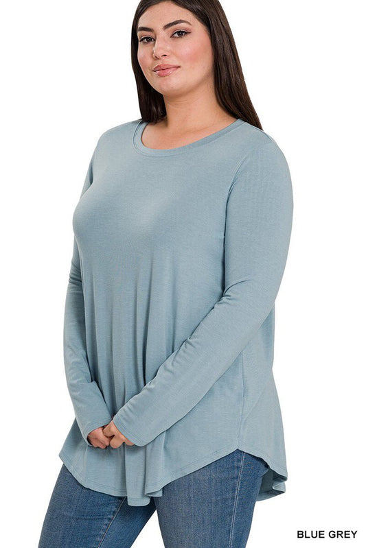 LS Round Neck Top BLUE GREY