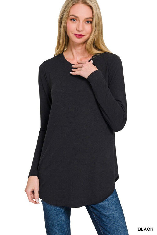 LS Round Neck Top BLACK