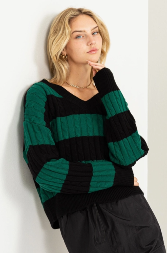 Green Cable Knit Sweater