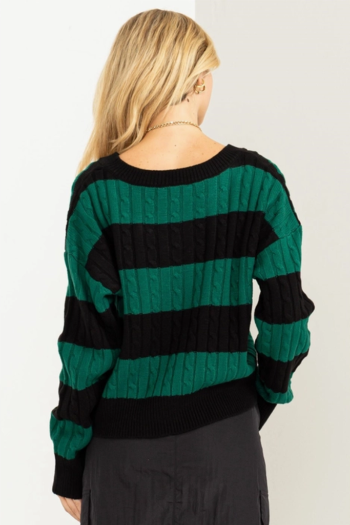 Green Cable Knit Sweater