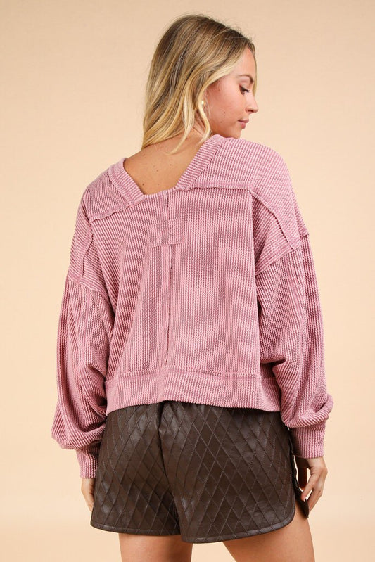 Pink, Two toned Otto Ribbed Top