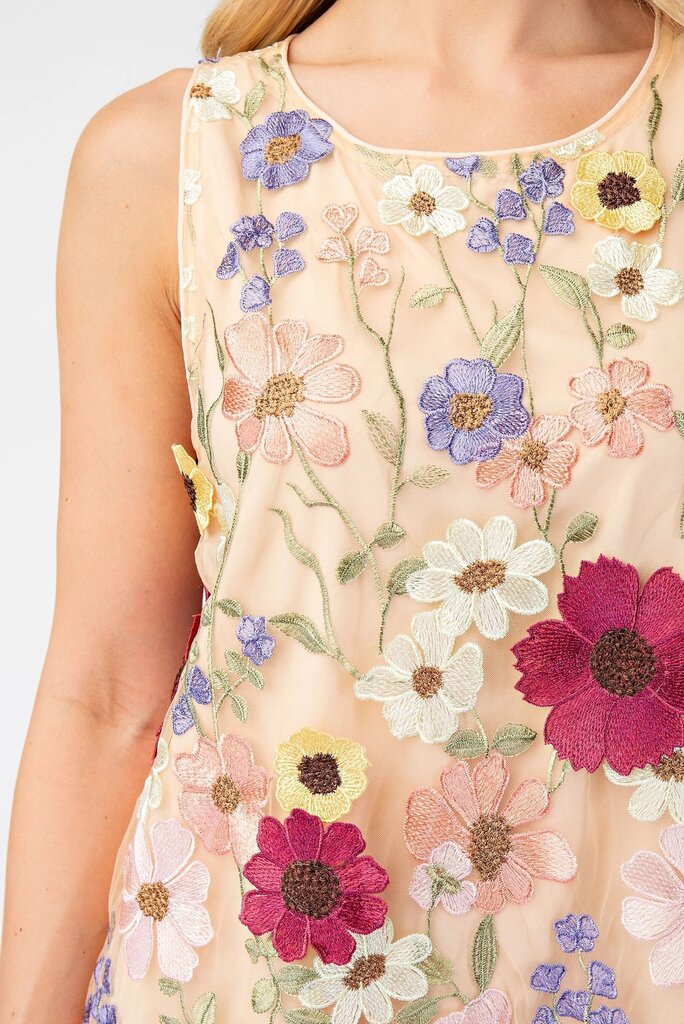 3D Floral Embroidered Sleeveless dress