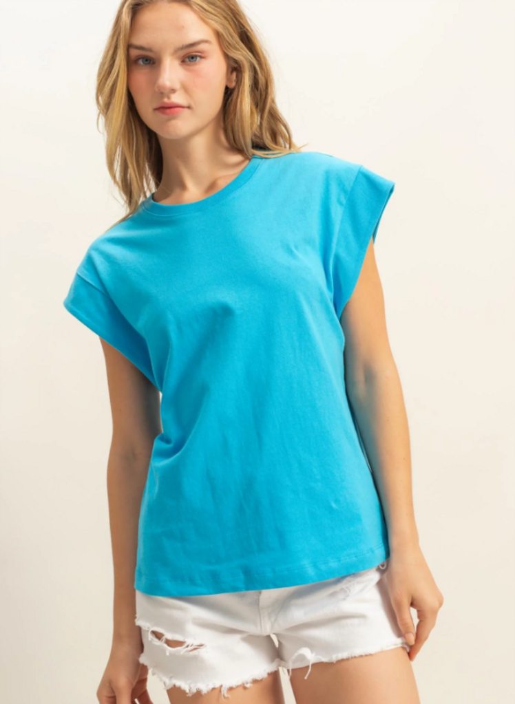 Cotton Knit Band Slv Top