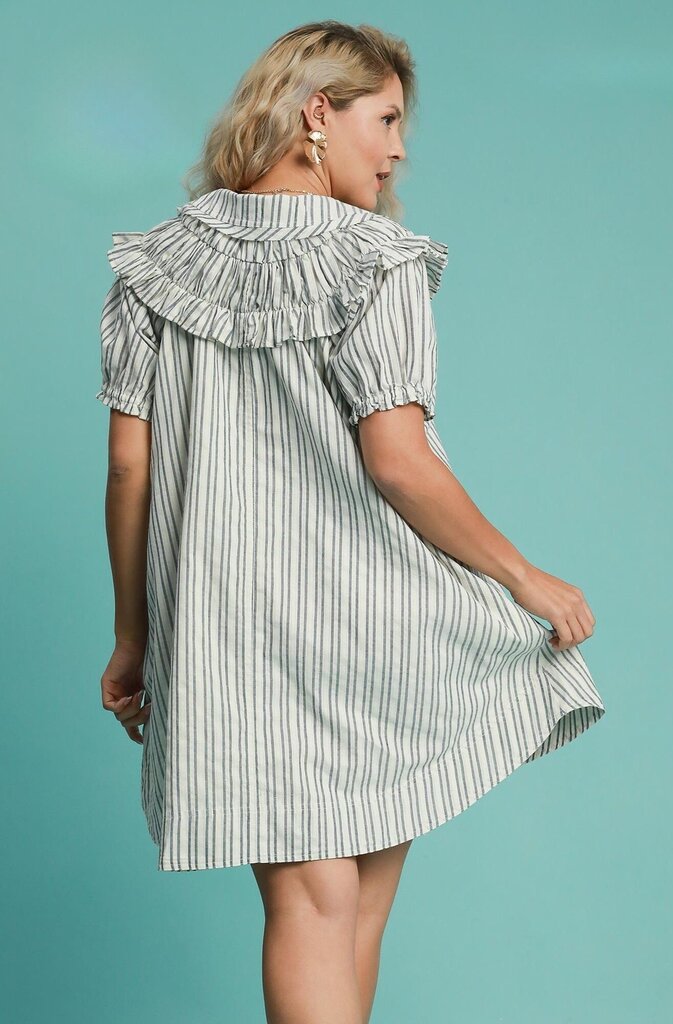 Striped/Collared Mini Dress Curvy