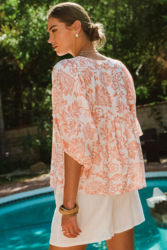 Peach Wave Boho Blouse
