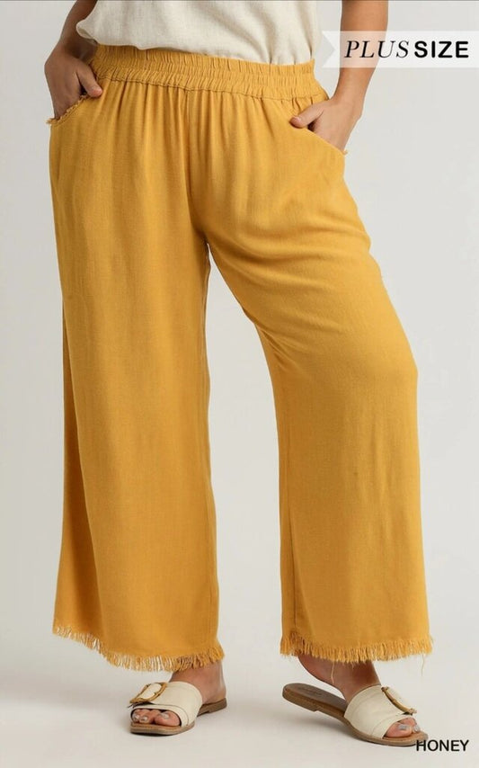 Linen Raw Edge Pants HONEY