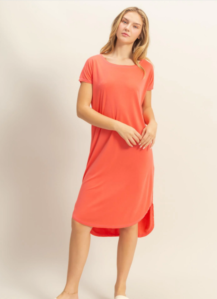 Coral Modal Middi Dress