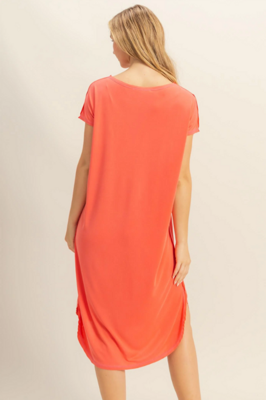 Coral Modal Middi Dress