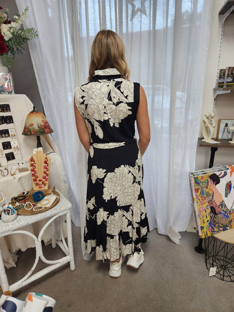 Floral Belted Midi Dress