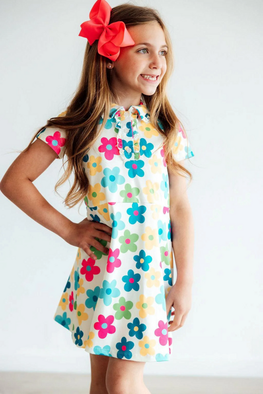 Groovy Blooms Polo Dress