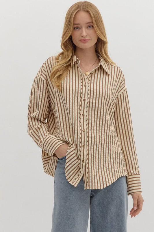 Textured Stripe Button Down