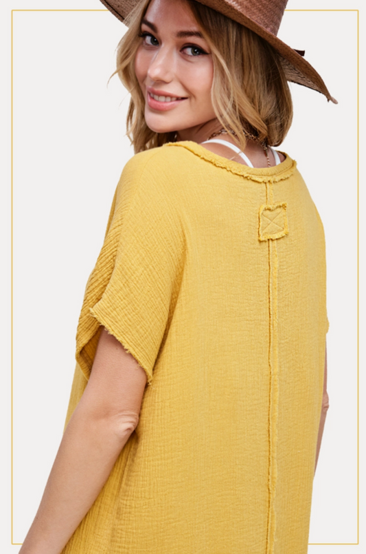 Mustard Gauze SS Top