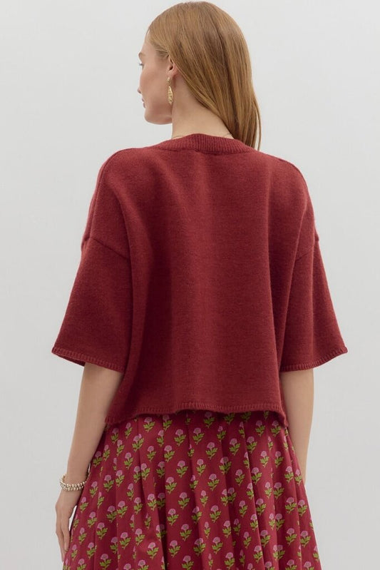 3/4 Wide Sleeve Sweater BURGUNDY