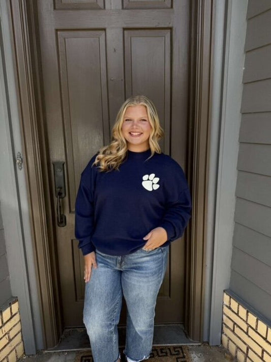 Navy Pullover w/ Tiger Paw Top