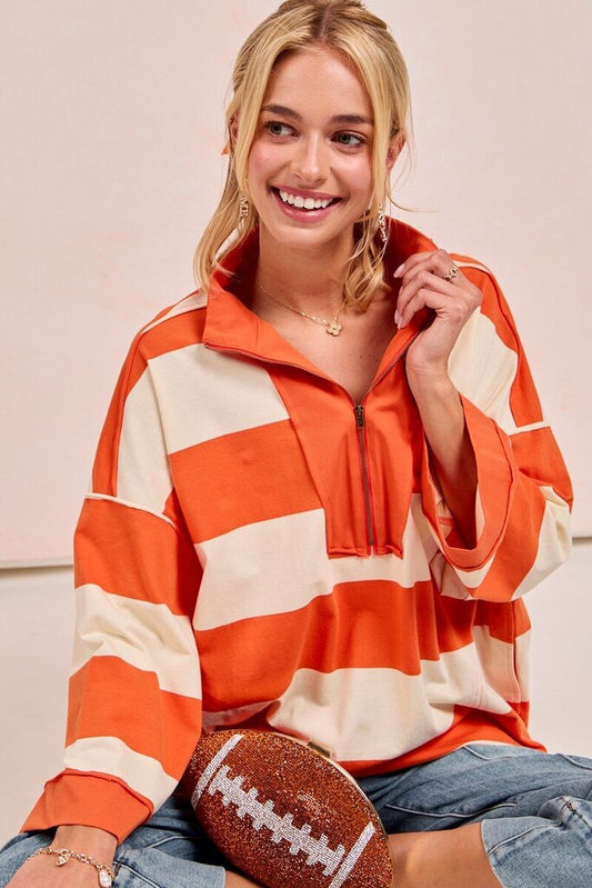 ORANGE Gameday Striped Jersey Top