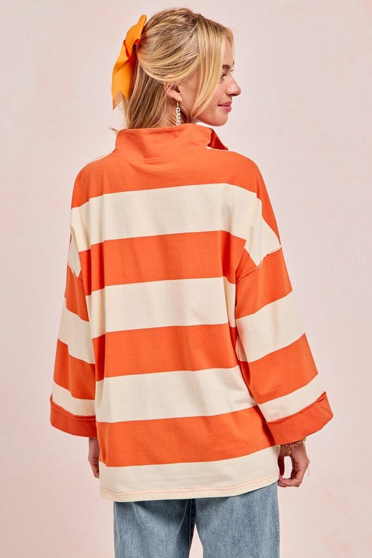 ORANGE Gameday Striped Jersey Top
