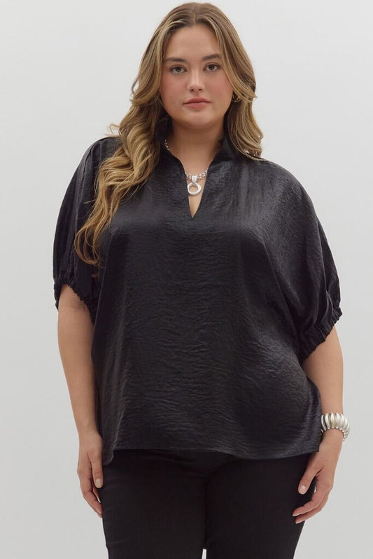 Metallic V-Neck Dolman Top