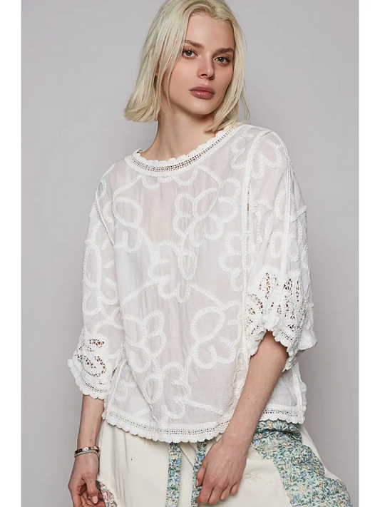White Lace detailed Top O/S