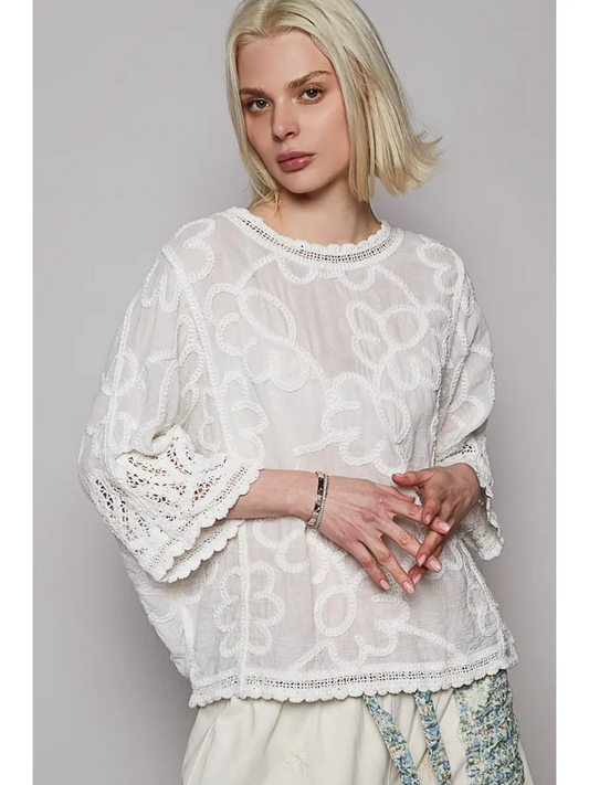 White Lace detailed Top O/S