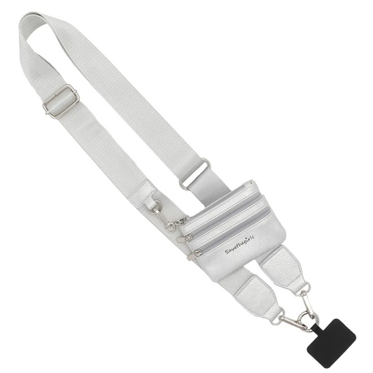 Clip & Go Strap with Zippered pouch Neutral- Silver
