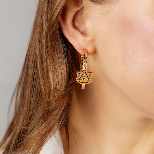 Auburn logo hoop earrings