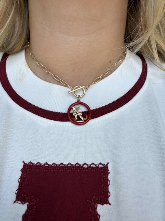 Crimson Tide Logo T-bar Necklace