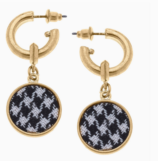 Kylee Houndstooth drop hoop earrings