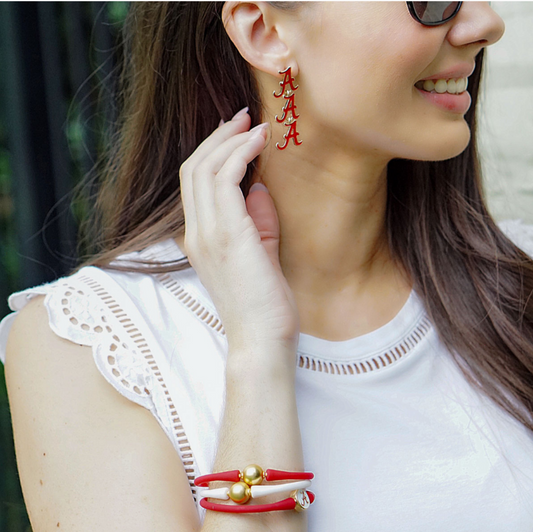 Crimson Tide Triple Drop Earrings