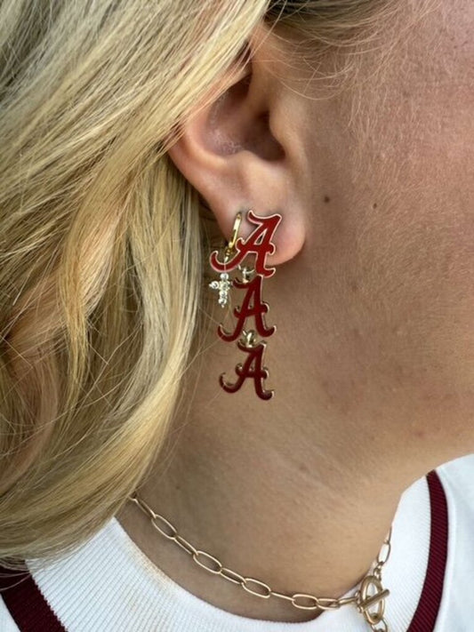 Crimson Tide Triple Drop Earrings