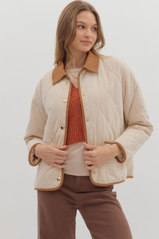 Quilted with Corduroy Contrast Jacket