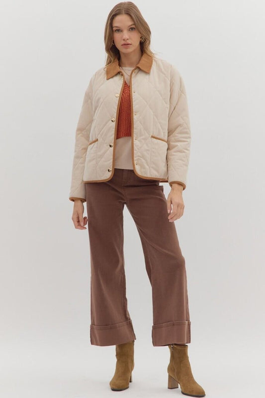 Quilted with Corduroy Contrast Jacket