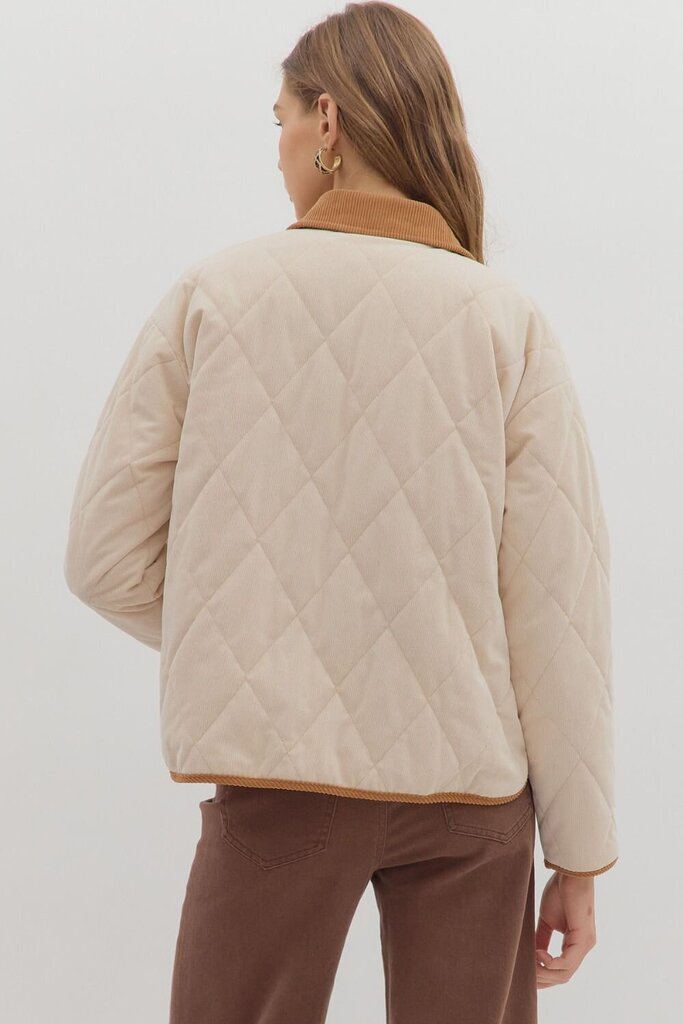 Quilted with Corduroy Contrast Jacket