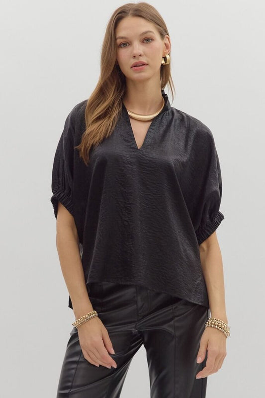 Metallic V-Neck Dolman Top
