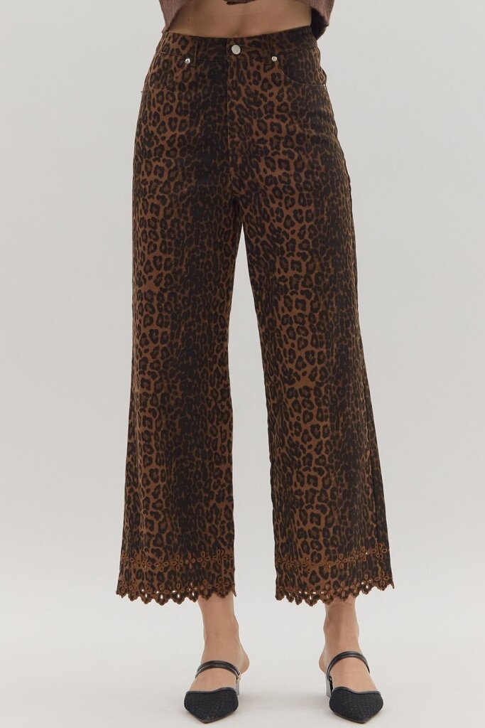 Leopard Eyelet Pants